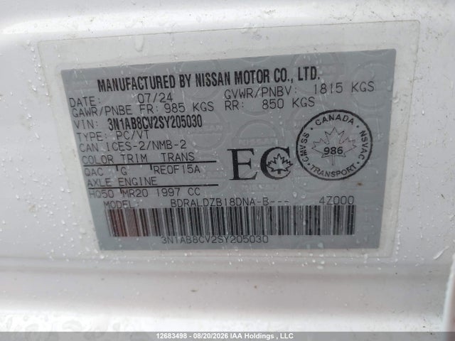 Nissan SENTRA SV 2025 3N1AB8CV2SY205030 Image 17