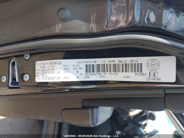 2015 Jeep Cherokee Latitude მანქანა იყიდება აუქციონზე, vin: 1C4PJMCSXFW775444, აუქციონის ნომერი: 12683504