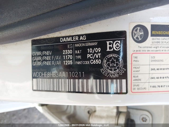 Aukcja sprzedaży 2010 Mercedes-benz E 350 4matic, vin: WDDHF8HB3AA110211, numer aukcji: 12683506