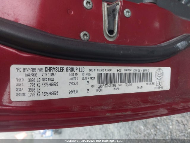Продаж на аукціоні авто 2012 Ram 1500 Sport, vin: 1C6RD7HT7CS311640, номер лоту: 12683516