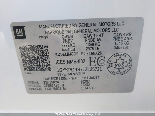 1GYKPGRS7LZ125721 Cadillac XT6 SPORT