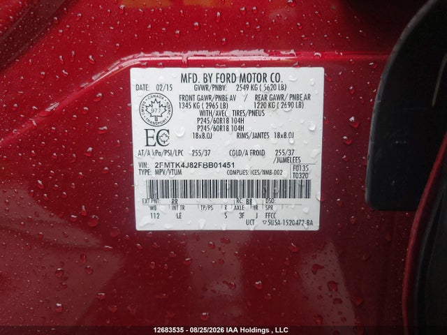 Ford EDGE SEL 2015 2FMTK4J82FBB01451 Image 18
