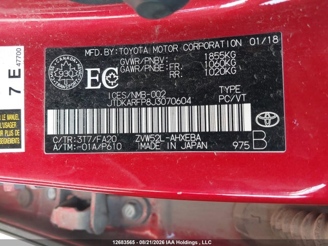JTDKARFP8J3070604 Toyota Prius Prime Upgrade