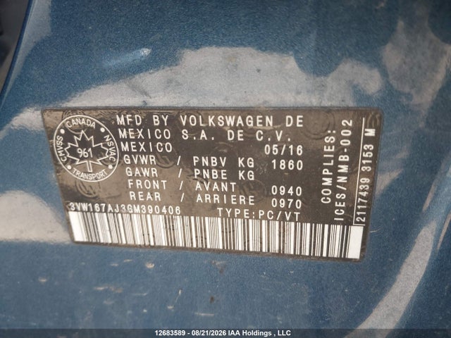 Volkswagen JETTA S 2016 3VW167AJ3GM390406 Image 9