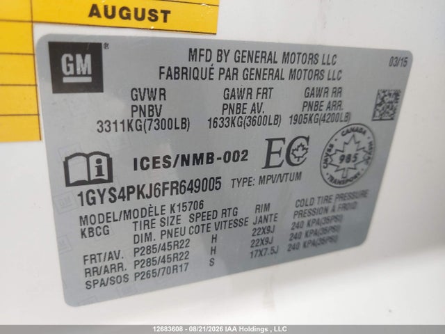 Cadillac Escalade Platinum 2015 1GYS4PKJ6FR649005 Image 19