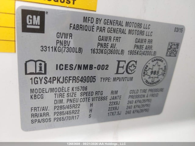 Cadillac Escalade Platinum 2015 1GYS4PKJ6FR649005 Image 9