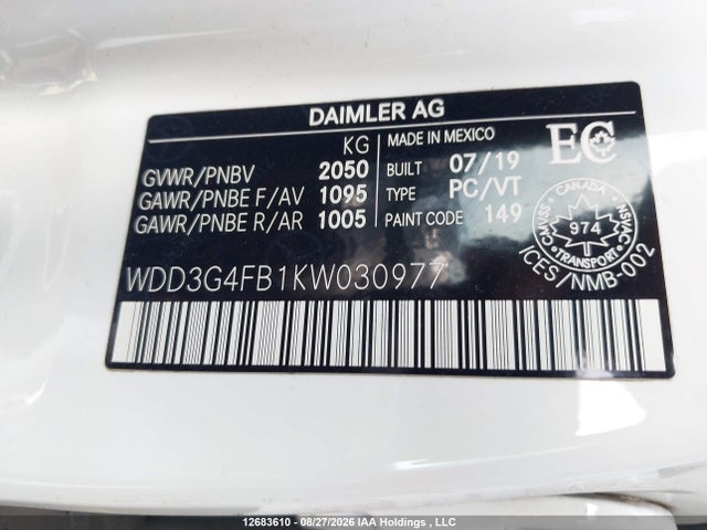 2019 Mercedes-benz A 220 4matic მანქანა იყიდება აუქციონზე, vin: WDD3G4FB1KW030977, აუქციონის ნომერი: 12683610