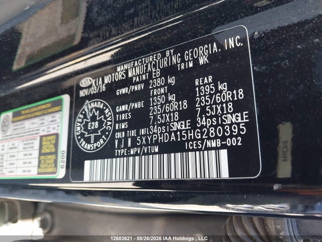KIA SORENTO EX 2017 5XYPHDA15HG280395 Image 18