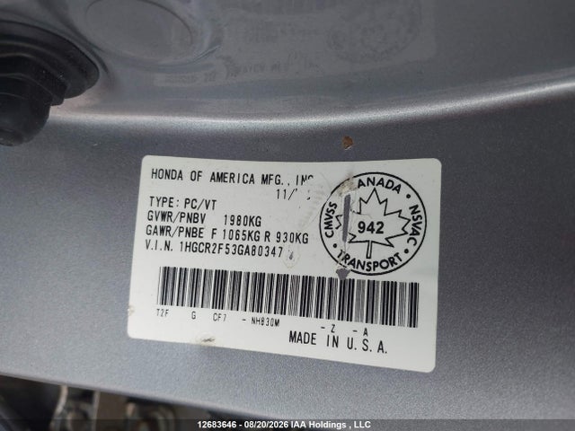 1HGCR2F53GA803473 Honda Accord Sport