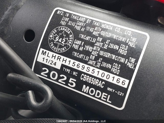 Honda CBR650 R 2025 MLHRH1569S5100166 Image 10