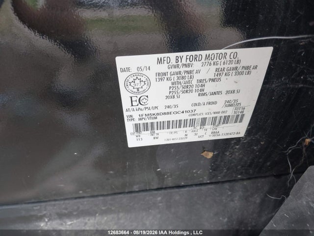 Ford EXPLORER XLT 2014 1FM5K8D88EGC41037 Image 9