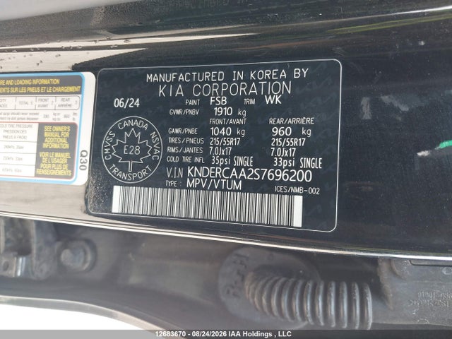 2025 Kia Seltos Ex მანქანა იყიდება აუქციონზე, vin: KNDERCAA2S7696200, აუქციონის ნომერი: 12683670