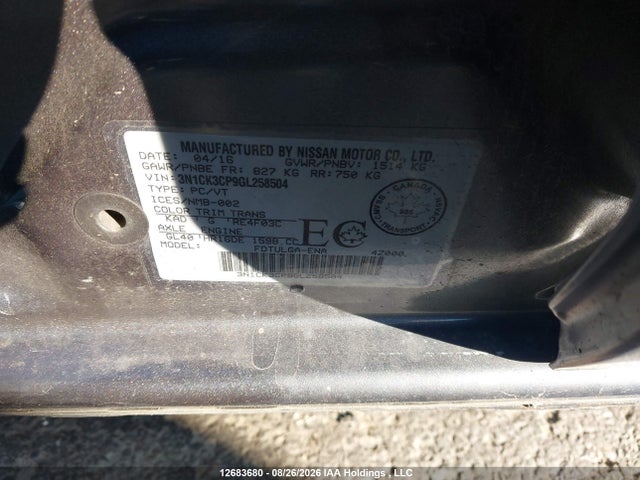 3N1CK3CP9GL258504 Nissan Micra