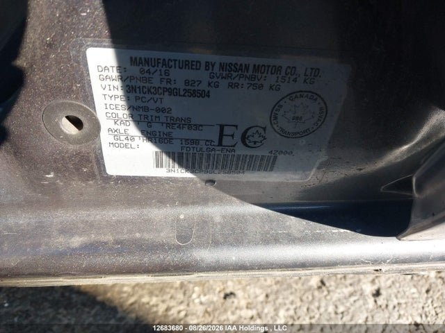 3N1CK3CP9GL258504 Nissan Micra