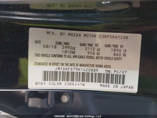 Aukcja sprzedaży 2019 Mazda Cx-3 Gt, vin: JM1DKFD79K1420889, numer aukcji: 12683689