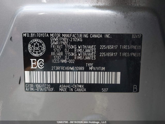 Toyota Rav4 Xle 2017 2T3RFREV6HW610989 Image 9
