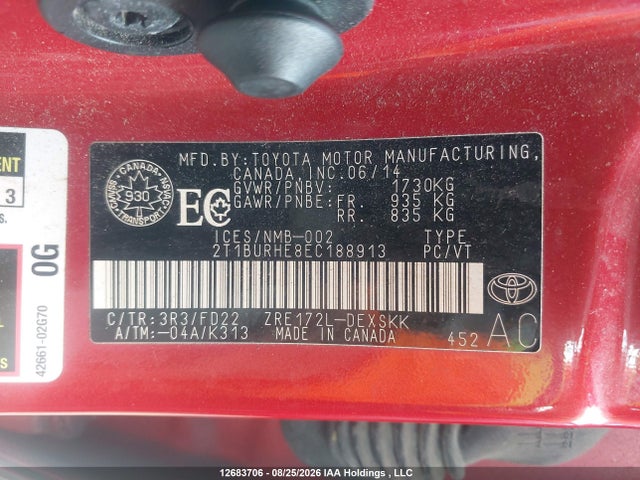 Toyota Corolla S 2014 2T1BURHE8EC188913 Image 9