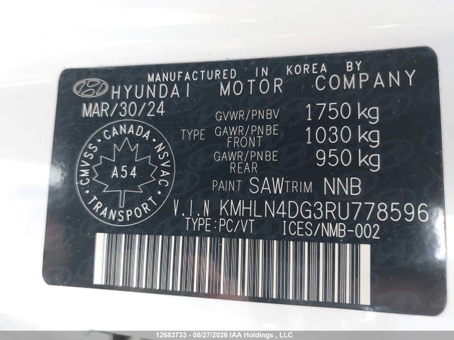Продаж на аукціоні авто 2024 Hyundai Elantra Luxury, vin: KMHLN4DG3RU778596, номер лоту: 12683733
