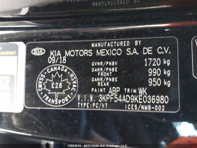Продажа на аукционе авто 2019 Kia Forte Ex/ex Limited/ex Premium/ex+, vin: 3KPF54AD9KE036980, номер лота: 12683810