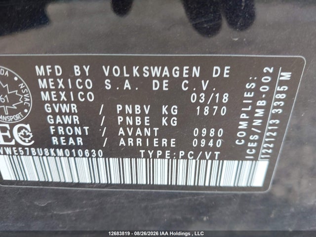 3VWE57BU8KM010630 Volkswagen Jetta