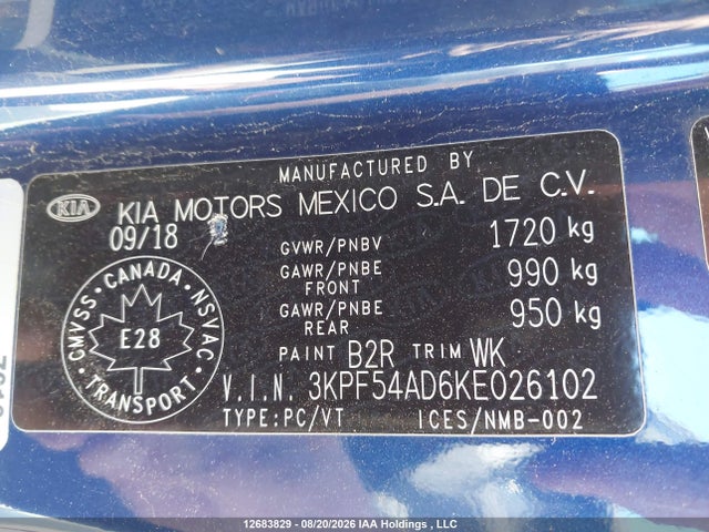 Продаж на аукціоні авто 2019 Kia Forte Ex/ex Limited/ex Premium/ex+, vin: 3KPF54AD6KE026102, номер лоту: 12683829