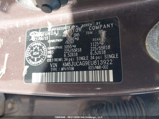 KM8JUCAG9EU813922 Hyundai Tucson Limited