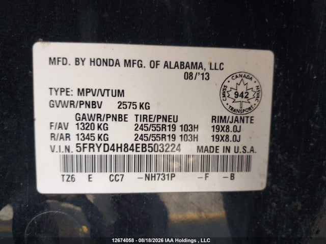 Продаж на аукціоні авто 2014 Acura Mdx Elite Package, vin: 5FRYD4H84EB503224, номер лоту: 12674058
