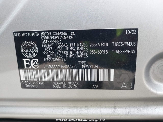 JTMAAAAA2PA027333 Toyota Bz4x Le