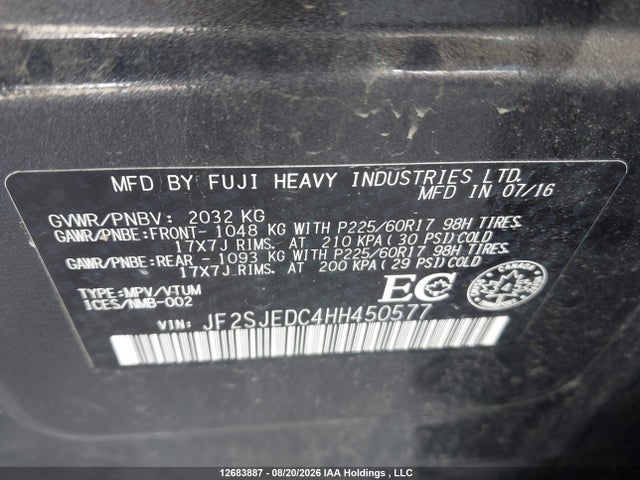 Subaru Forester 2.5i Premium 2017 JF2SJEDC4HH450577 Image 9
