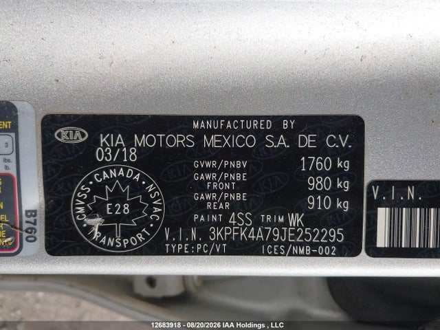 KIA Forte Lx/lx+ 2018 3KPFK4A79JE252295 Image 9