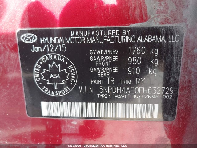 Hyundai ELANTRA GL 2015 5NPDH4AE0FH632729 Image 19