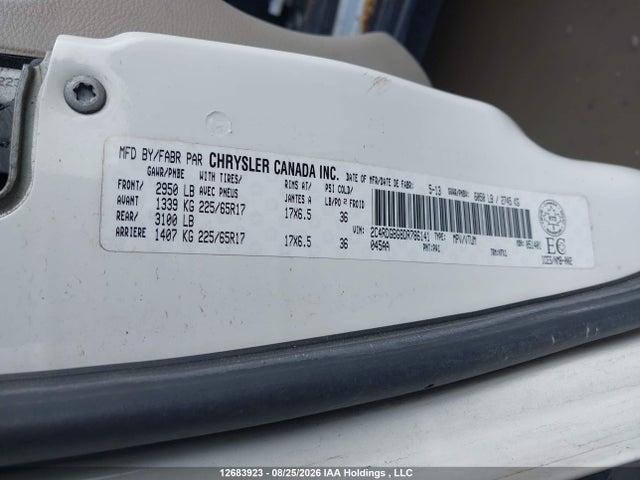 12683923 :رقم المزاد ، 2C4RDGBG8DR786141 vin ، 2013 Dodge Grand Caravan Se مزاد بيع