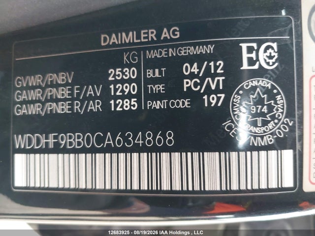 Продаж на аукціоні авто 2012 Mercedes-benz E 550 4matic, vin: WDDHF9BB0CA634868, номер лоту: 12683925