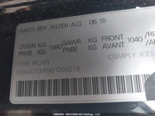 WAUA7GFF0G1003213 Audi A3 1.8t Komfort