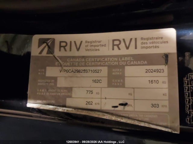 Продажа на аукционе авто 2005 Porsche Boxster, vin: WP0CA29825S710527, номер лота: 12683941