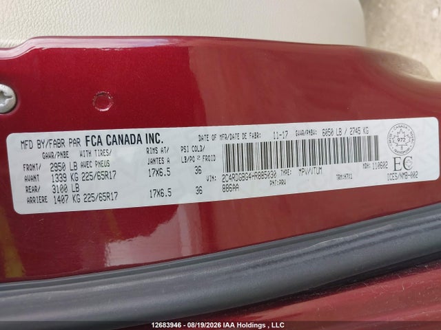 Dodge Grand Caravan Cvp/sxt 2017 2C4RDGBG4HR885030 Image 9