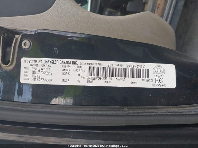 Продажа на аукционе авто 2013 Dodge Grand Caravan Se, vin: 2C4RDGBG7DR642452, номер лота: 12683948