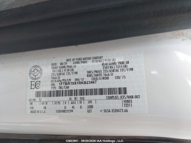 Ford Transit T-250 2024 1FTBR1X81RKB23467 Image 9