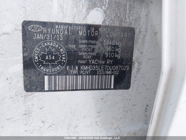 Продажа на аукционе авто 2013 Hyundai Elantra Gt, vin: KMHD35LE7DU087029, номер лота: 12683960