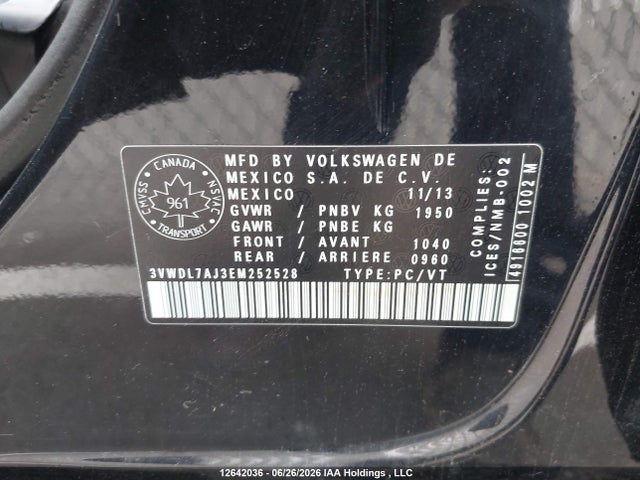 Продаж на аукціоні авто 2014 Volkswagen Jetta 2.0 Tdi Comfortline/2.0 Tdi Highline/2.0 Tdi Trendline+, vin: 3VWDL7AJ3EM252528, номер лоту: 12642036