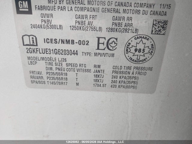 2GKFLUE31G6203044 GMC Terrain Slt