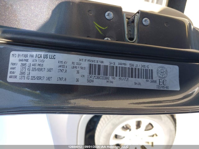 Aukcja sprzedaży 2019 Jeep Cherokee North, vin: 1C4PJMCB6KD333802, numer aukcji: 12684012