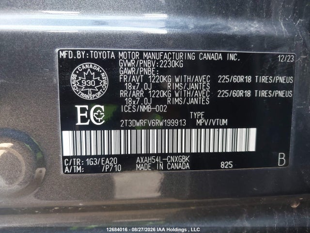 2T3DWRFV6RW199913 Toyota Rav4 Hybrid Limited
