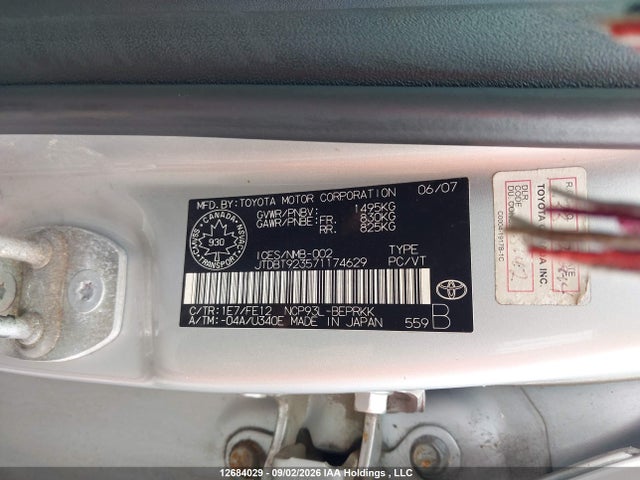 Продажа на аукционе авто 2007 Toyota Yaris, vin: JTDBT923571174629, номер лота: 12684029