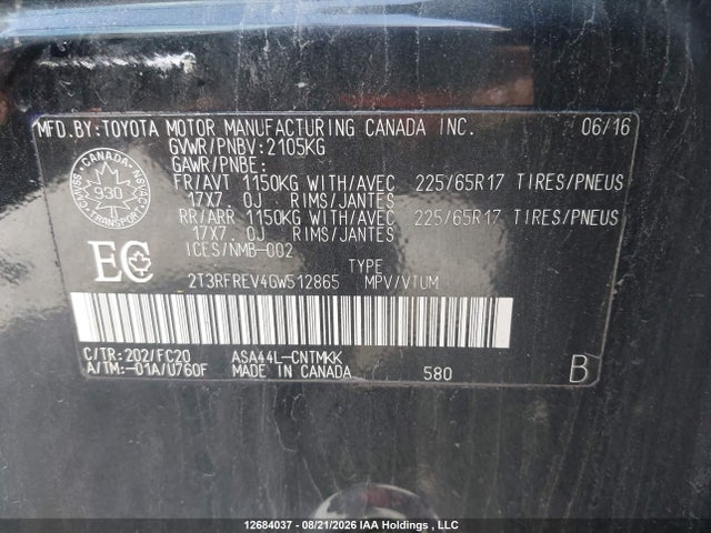 Toyota Rav4 Xle 2016 2T3RFREV4GW512865 Image 20