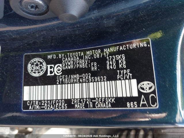 Продаж на аукціоні авто 2017 Toyota Corolla Se, vin: 2T1BURHE4HC959632, номер лоту: 12684078