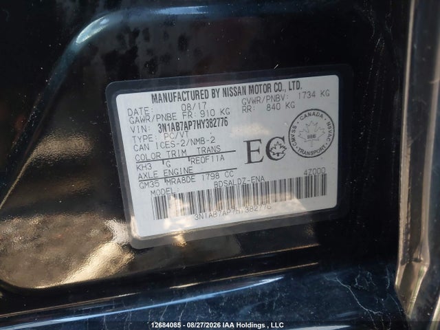 3N1AB7AP7HY382776 Nissan Sentra 1.8 S/1.8 Sl/1.8 Sv