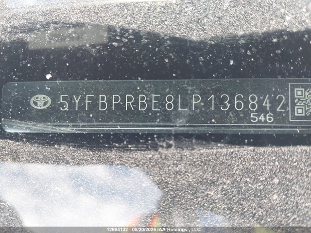 Продаж на аукціоні авто 2020 Toyota Corolla Le, vin: 5YFBPRBE8LP136842, номер лоту: 12684132