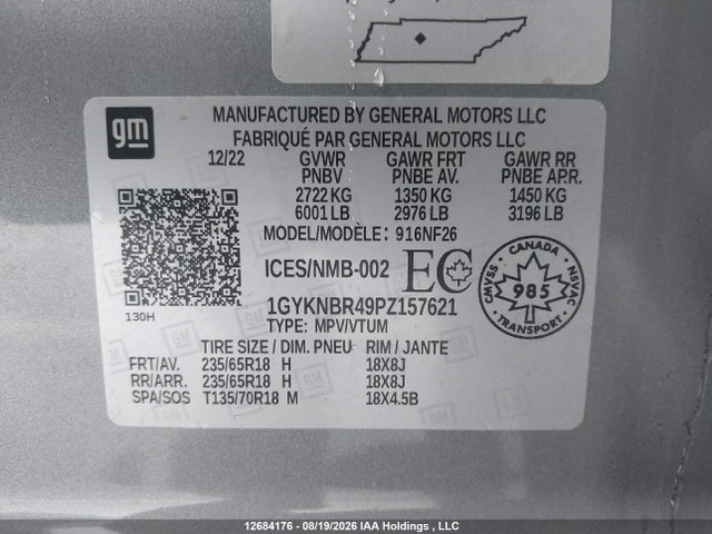 1GYKNBR49PZ157621 Cadillac XT5 LUXURY