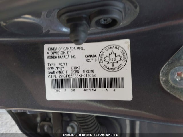 Honda Civic Lx 2019 2HGFC2F55KH015058 Image 9